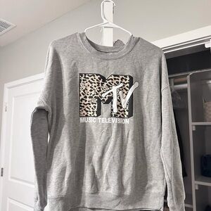 MTV Gray Leopard Print Sweatshirt